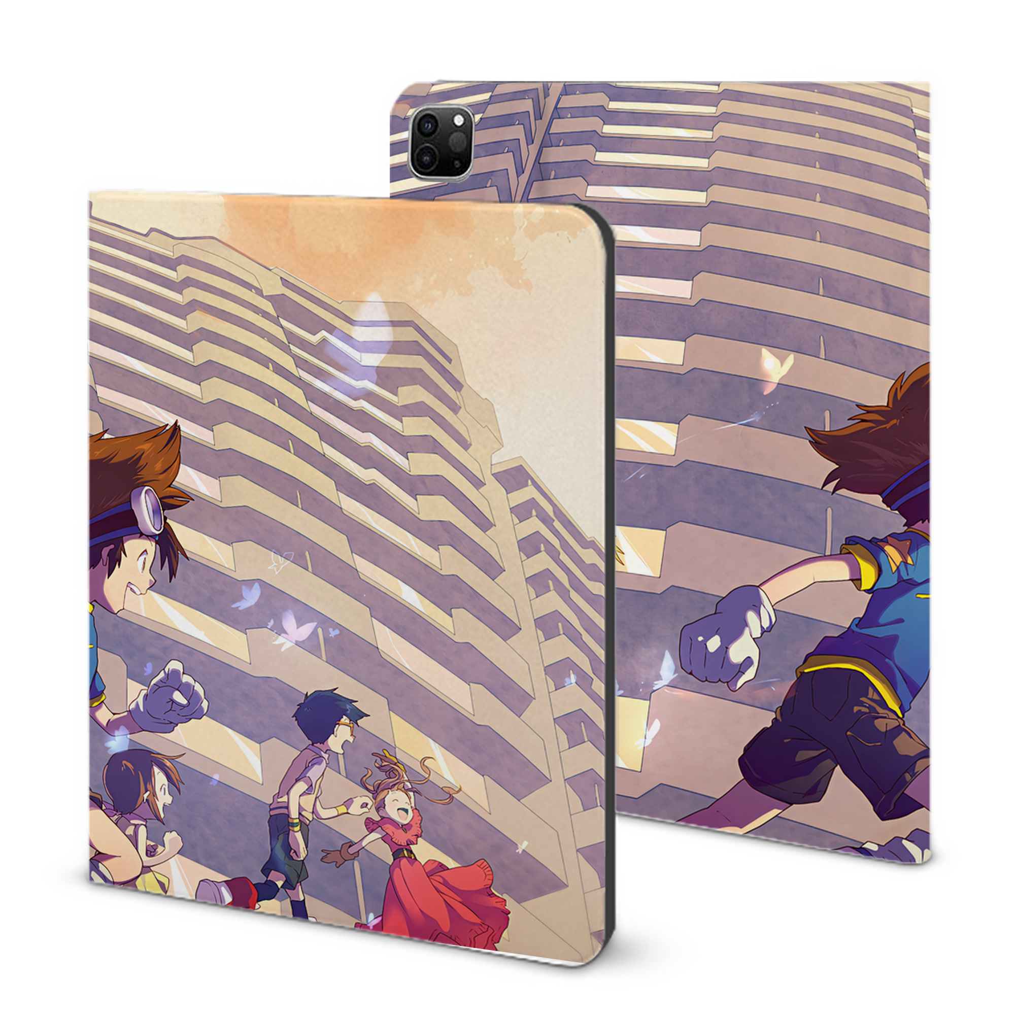 （画像用） Digimon デジタルモンスター/デジモン IPad ケース ブック型 PUレザー TPU 耐衝撃 軽量 薄型 ペン収納なし 全面保護 IPad 各モデル対応